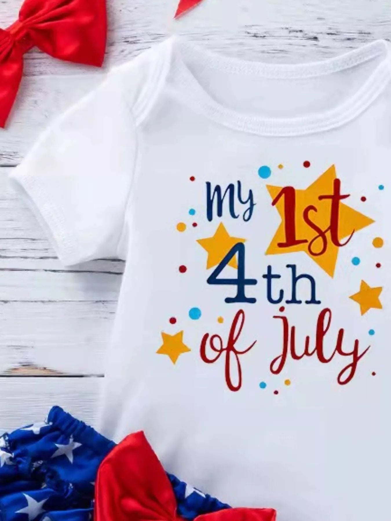 Baby Girls Patriotic Little Miss America 2-Piece Bodysuit Set