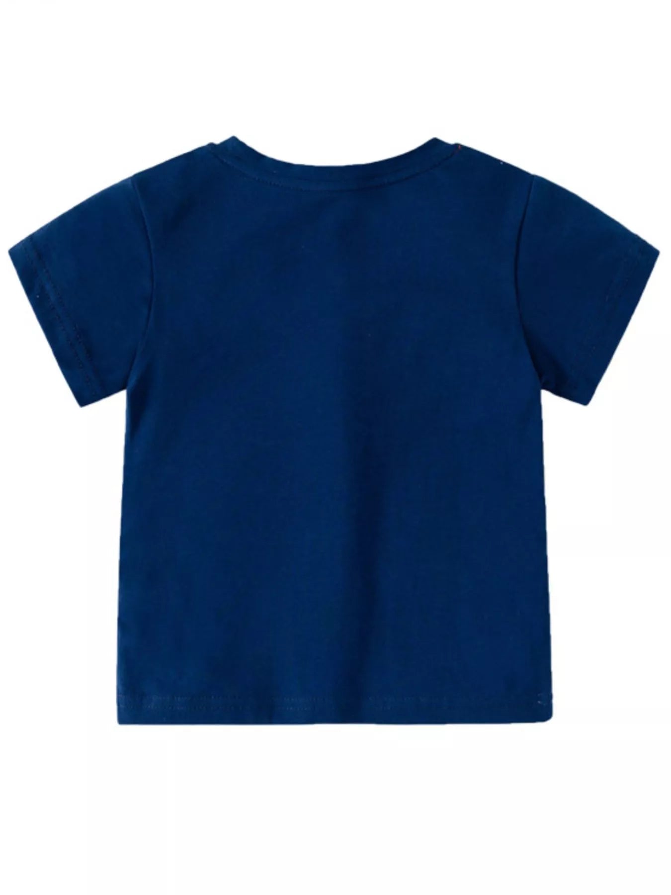 Navy Blue Childrens Embroidered Goat Graphic Round Neck Tee