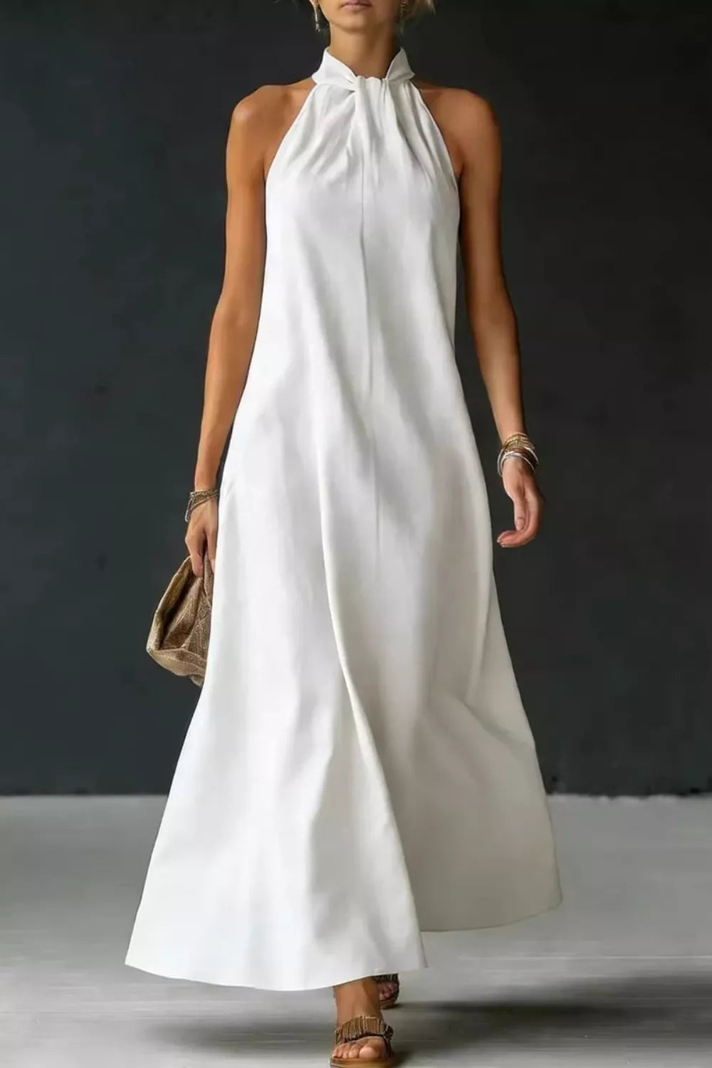 Halter Neck Sleeveless Maxi Dress