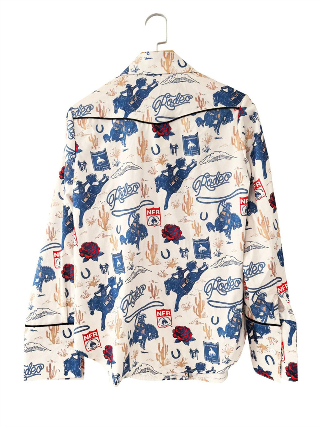 Women's Western Rodeo Print Long Sleeve Button-Up Shirt