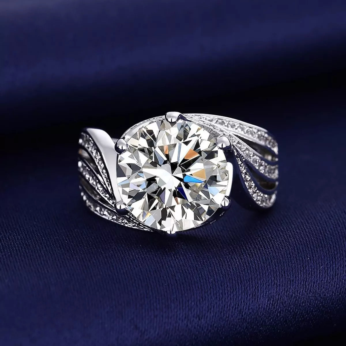 3 Carat Moissanite 925 Sterling Silver Sparkle Statement Ring