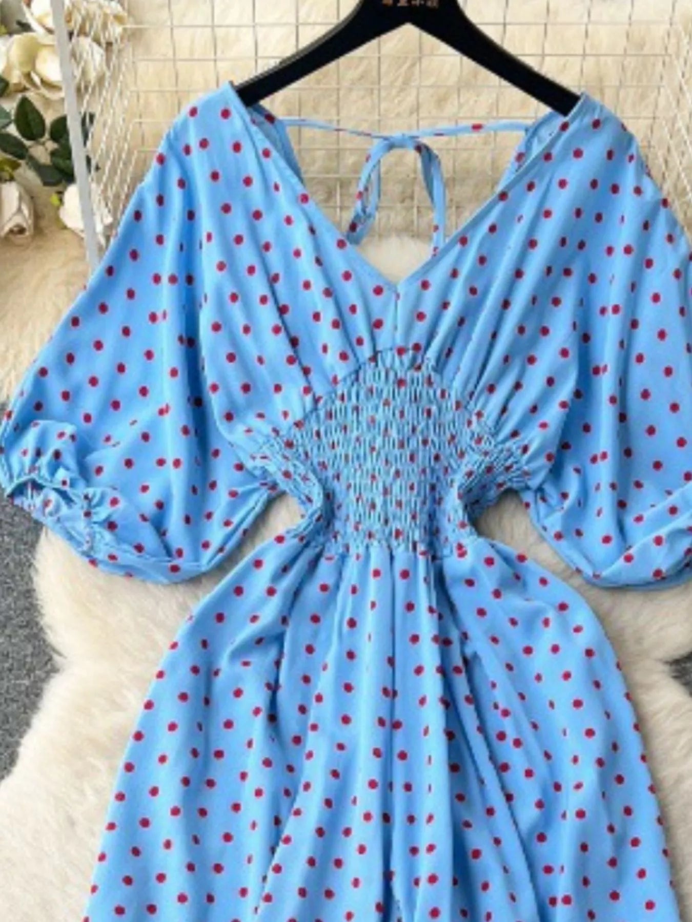 Yellow Floral Print Smocked V-Neck Wide Leg Jumpsuit