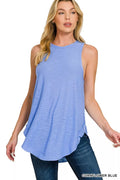 Curved Hem Slub Tunic Tank Top