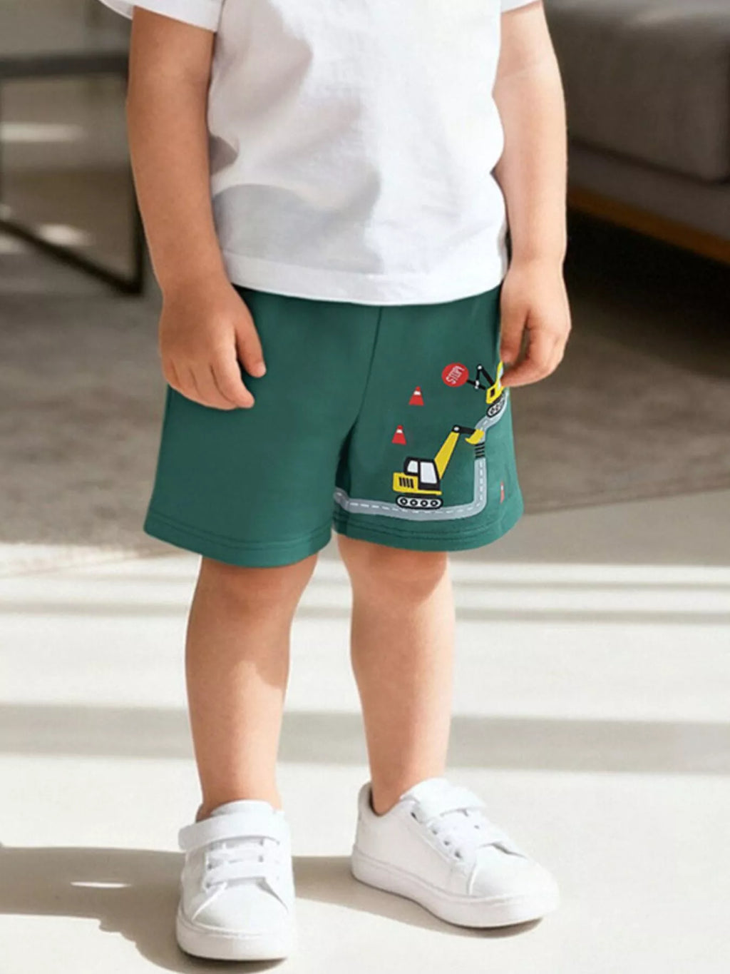 Children's Excavator Print Drawstring Shorts