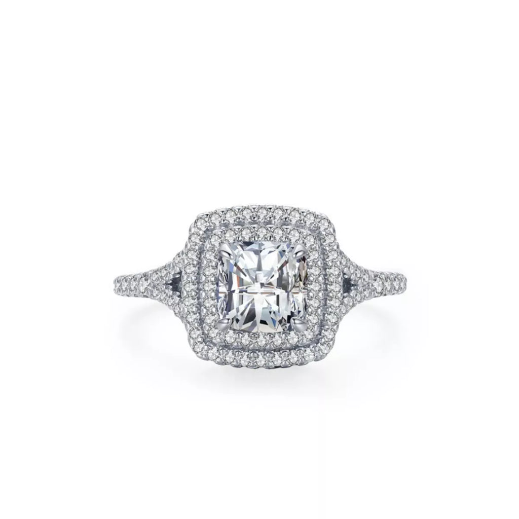 5 Carat Moissanite Cushion Cut Adjustable Silver-Tone Ring
