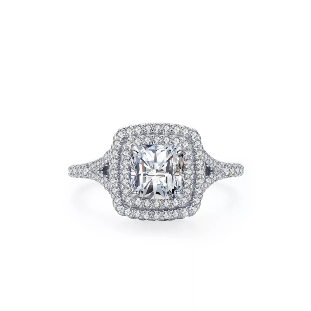 5 Carat Moissanite Cushion Cut Adjustable Silver-Tone Ring