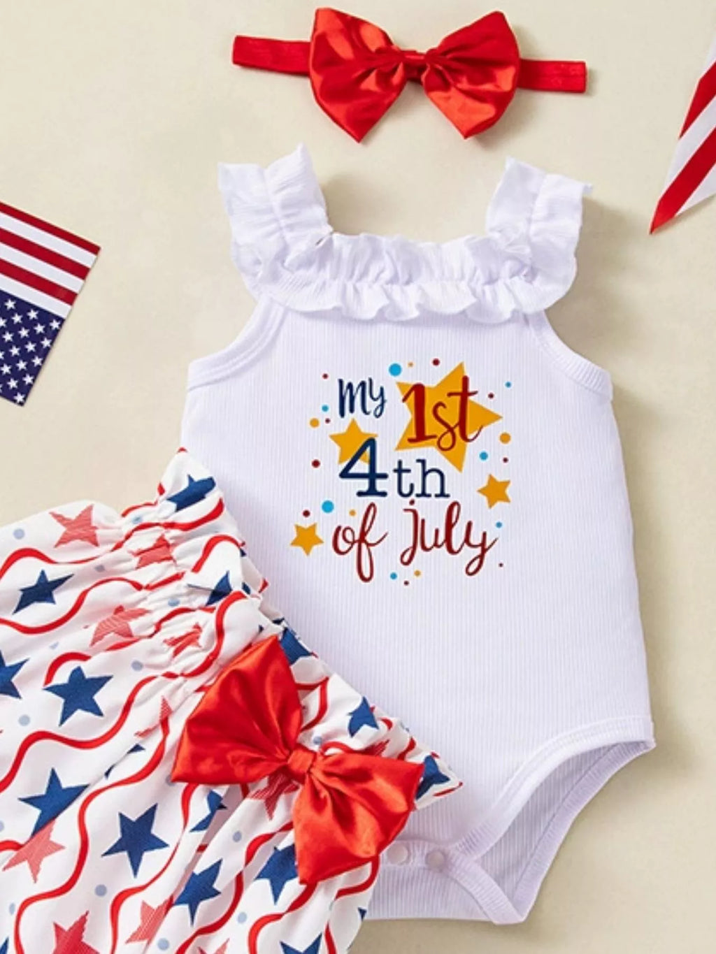 Baby Girls 3-Piece Patriotic First July Outfit Set
