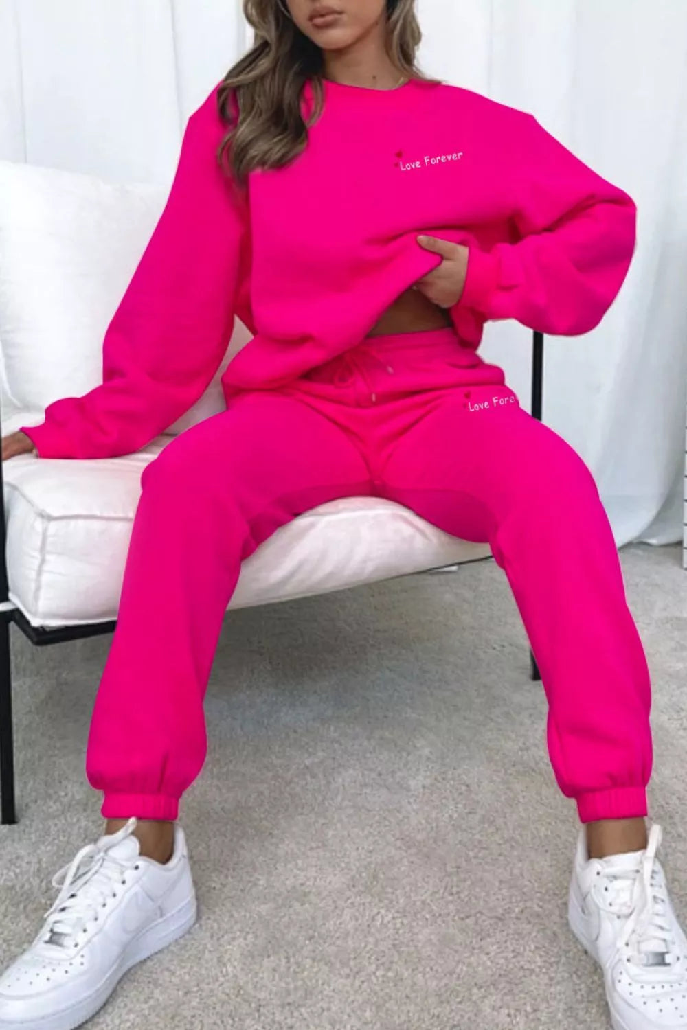 Women's Chocolate Brown Round Neck Sweatshirt and Joggers Set