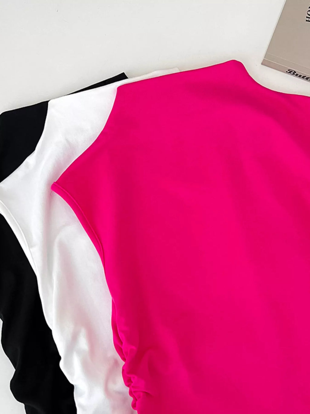 Ruched Mock Neck Sleeveless Tank Top