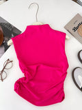 Ruched Mock Neck Sleeveless Tank Top