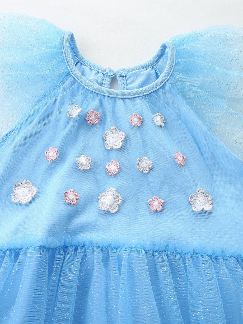 Girls Blue Swan Embroidered Tulle Party Dress