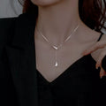 Dainty Triangle Pendant Y-Necklace with Zircon Accents