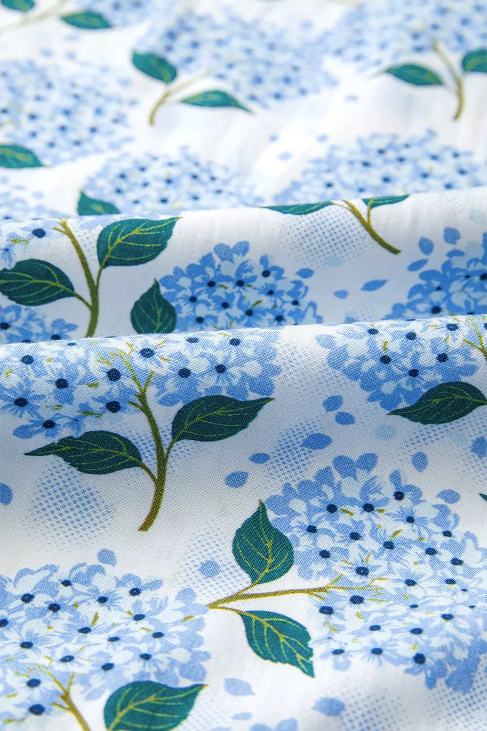 Blue Hydrangea Floral Print Flutter Sleeve Midi Ruffle Dress
