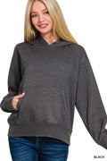 Zenana Fleece Acid Wash Hoodie with Kangaroo Pocket