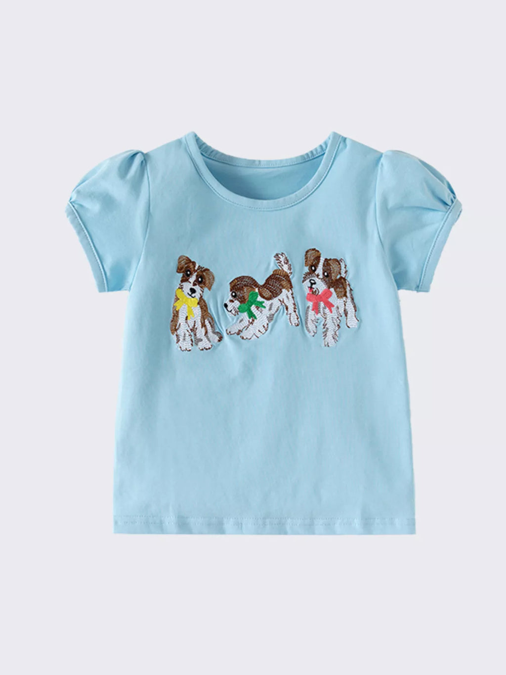 Children's Blue Short Sleeve T-Shirt with Puppy Graphic Print