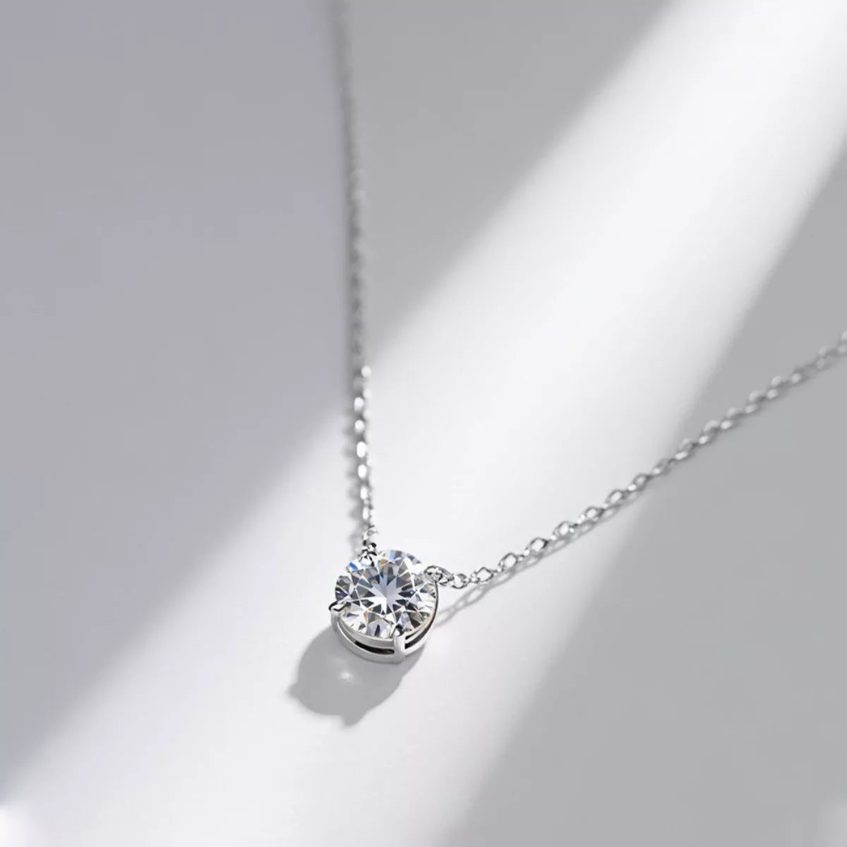 2 Carat Moissanite Solitaire Pendant Necklace in Silver-Tone