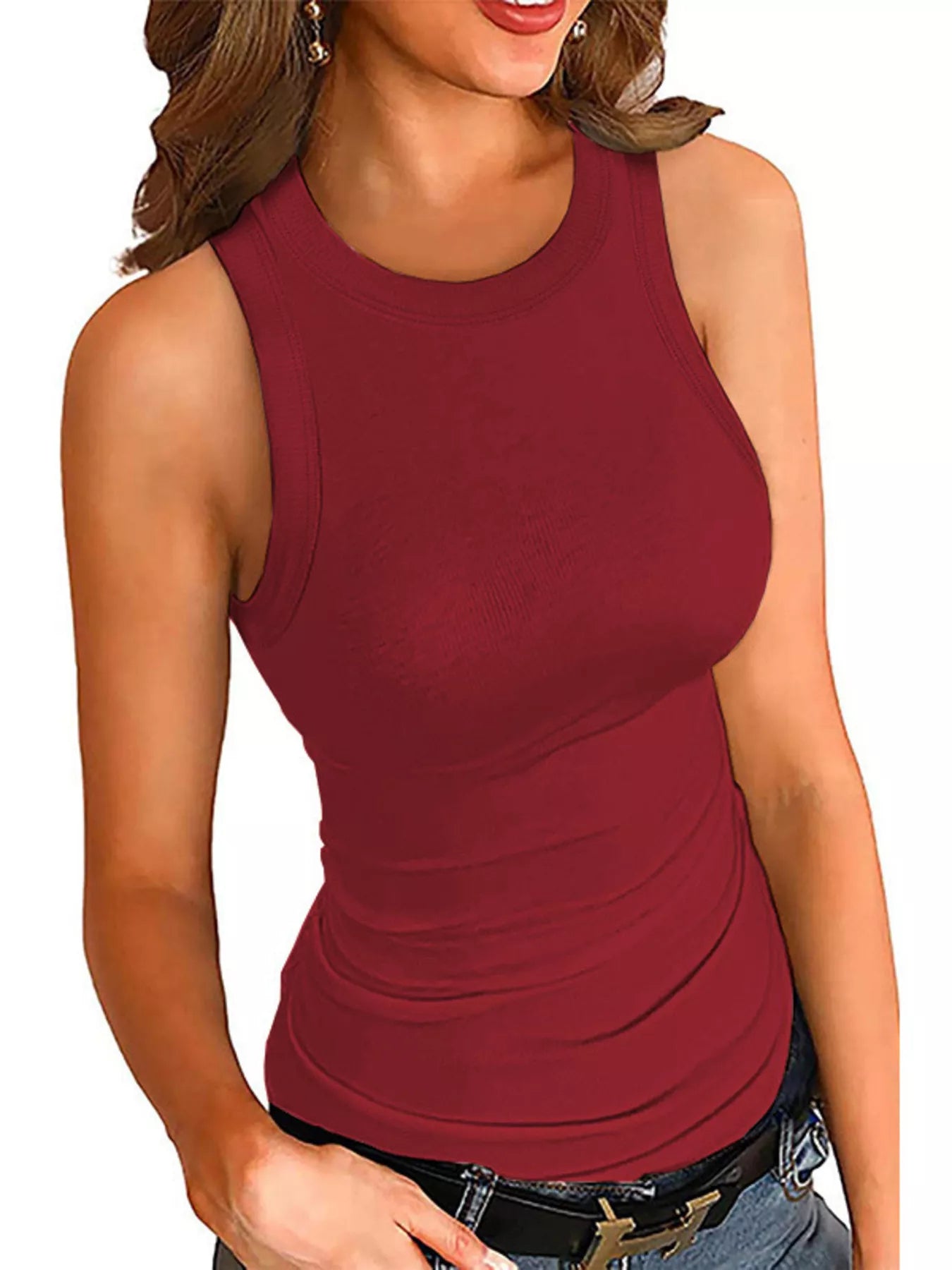 Full Size Ribbed Round Neck Tank Plus Size