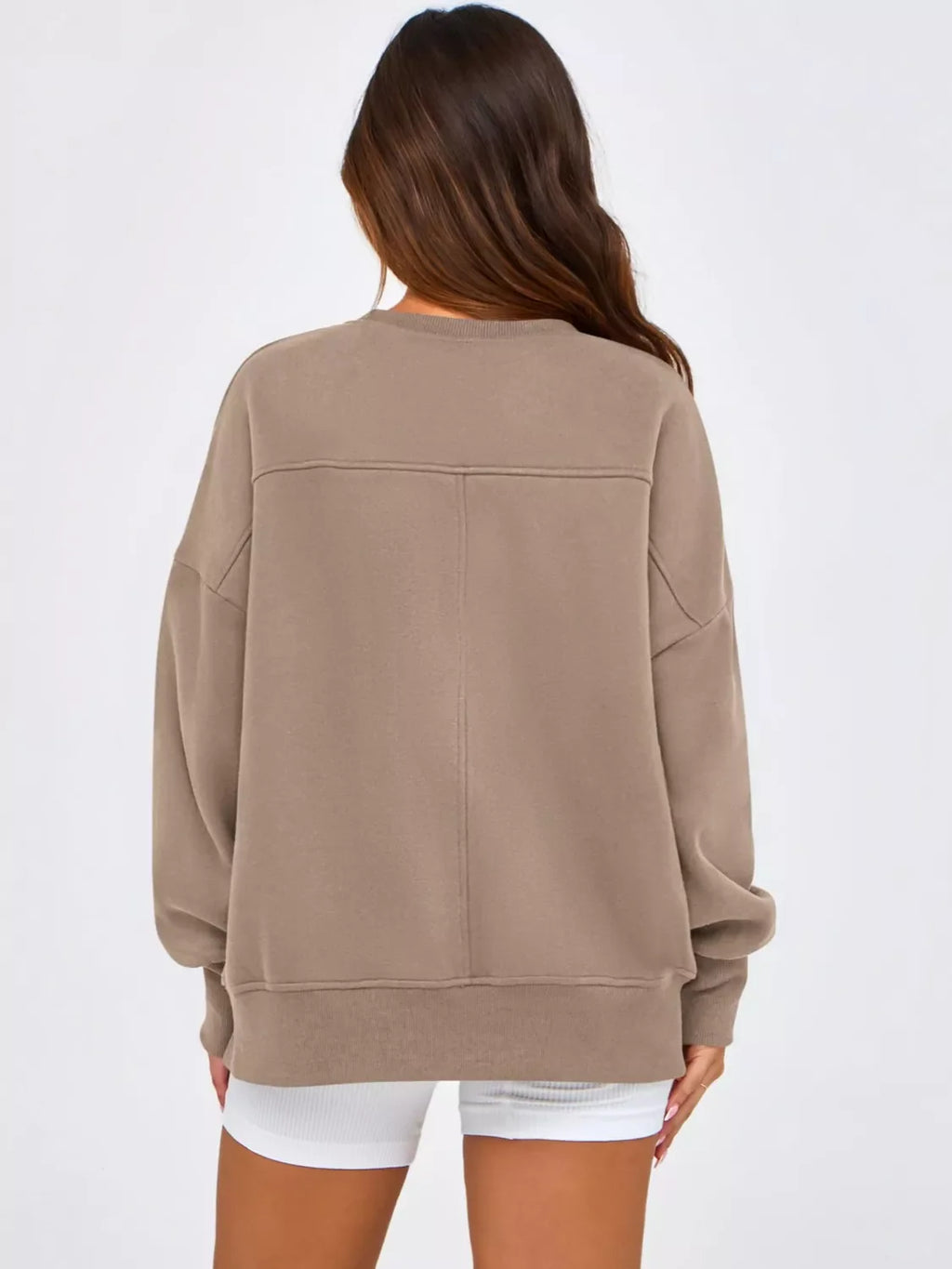 Women's Blue Side Slit Pullover Sweatshirt Long Sleeve Top