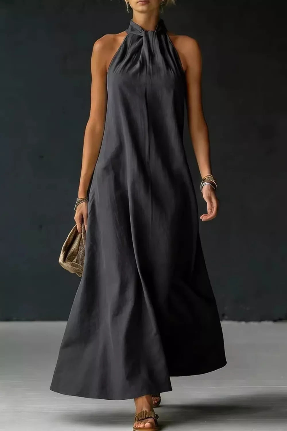 Halter Neck Sleeveless Maxi Dress