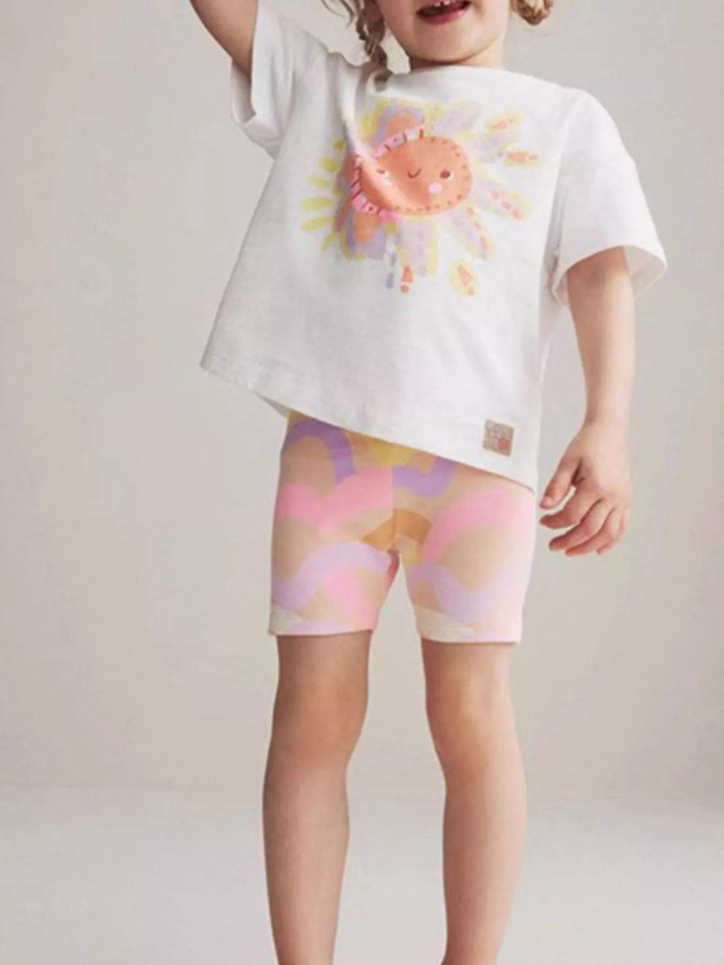 Children's White Sun Graphic Cotton T-Shirt