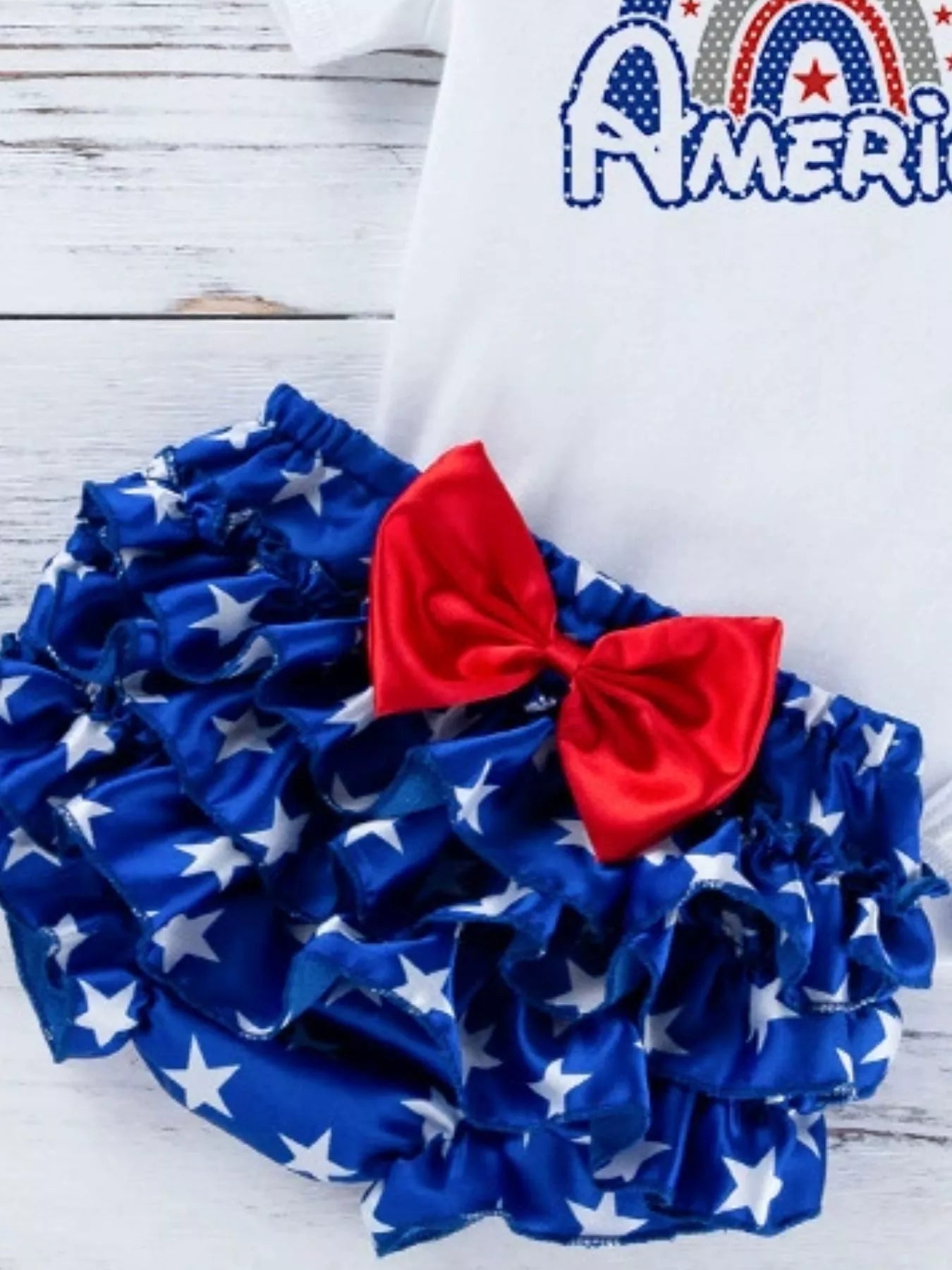 Baby Girls Patriotic Little Miss America 2-Piece Bodysuit Set