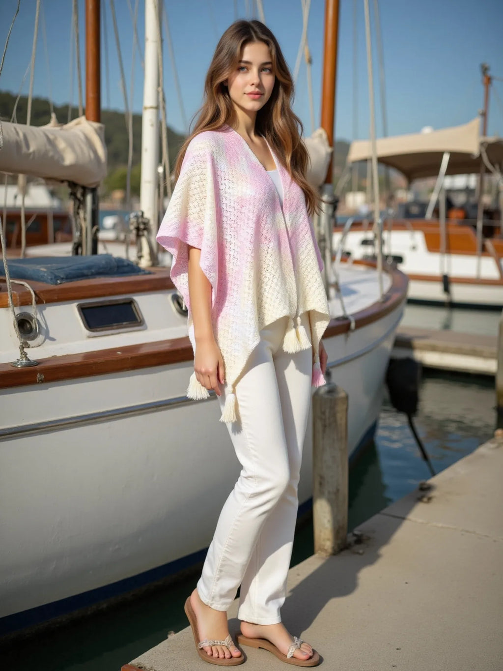 Openwork Tassel Gradient Knit Cover Up