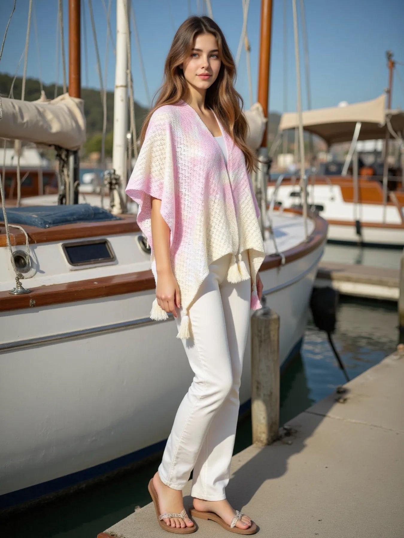 Openwork Tassel Gradient Knit Cover Up