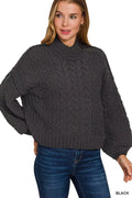 Zenana Cable-Knit Ribbed Turtleneck Sweater | Cozy Knit