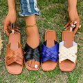 Woven Open Toe Sandals - Leather Bohemian Flats