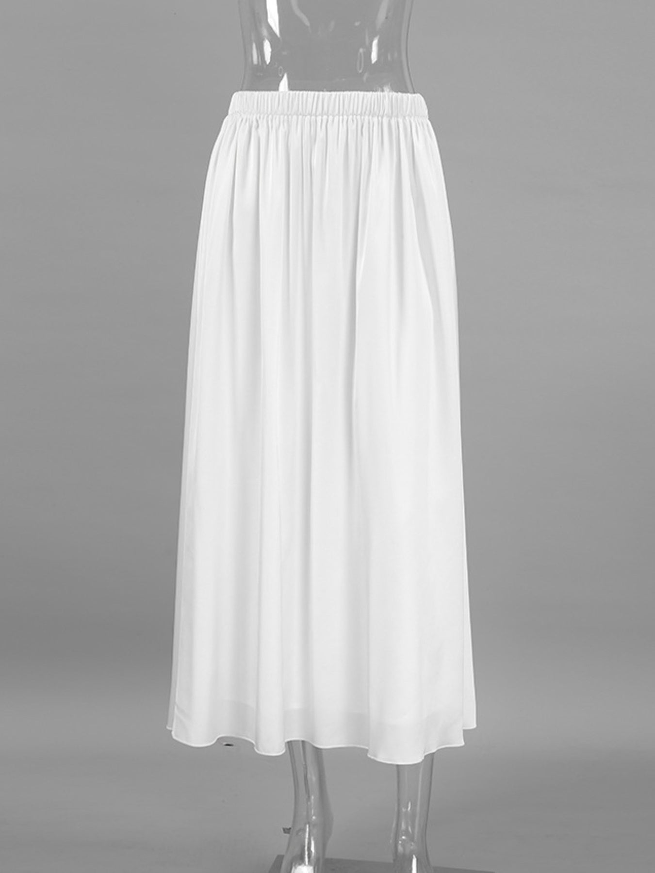 White Satin Maxi Skirt with Elastic Waist