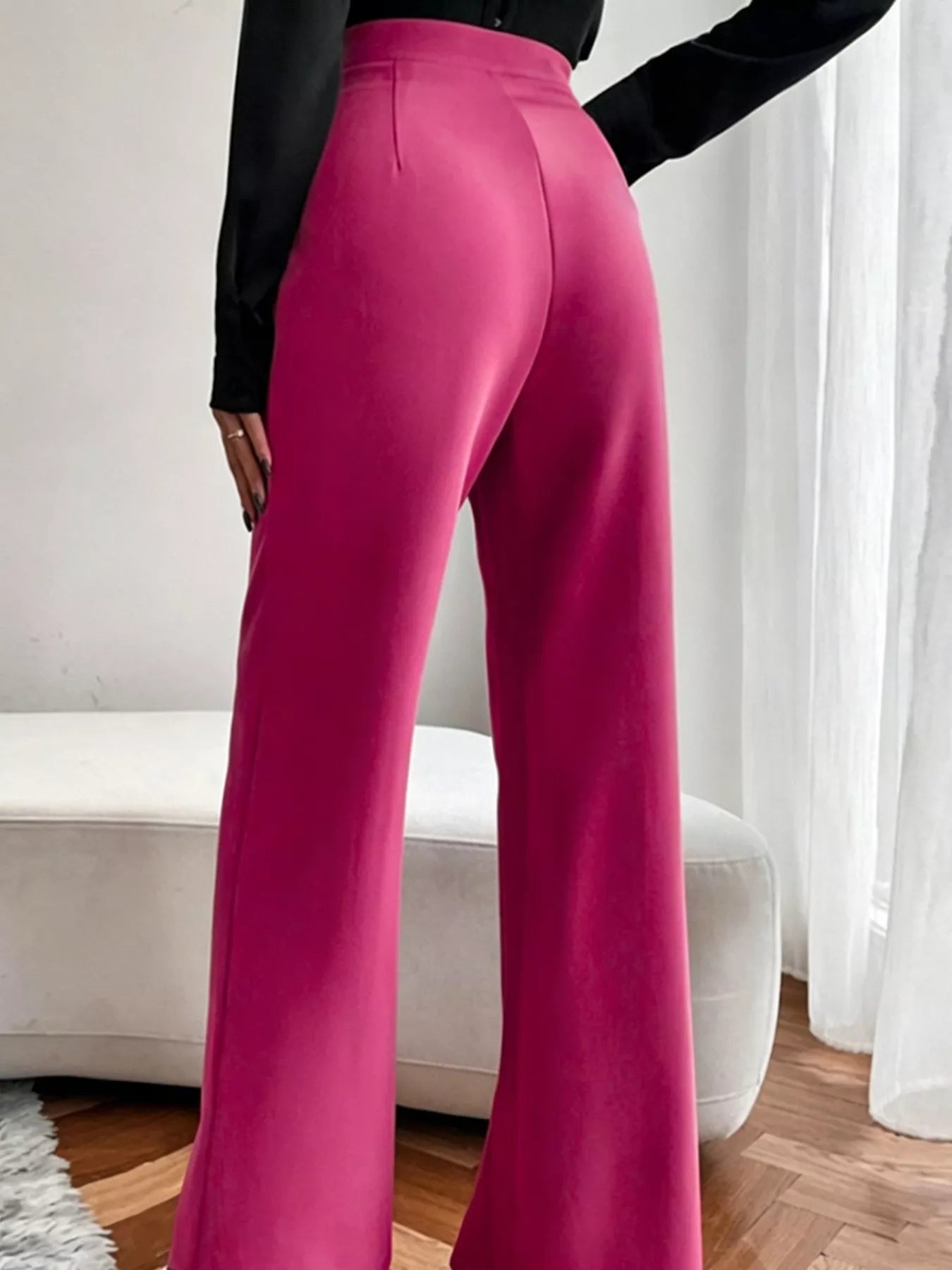 Women High Waist Flare Pants Black Casual Tailored Trousers