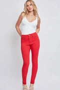Hyperstretch Mid-Rise Skinny Jeans in Vibrant Red