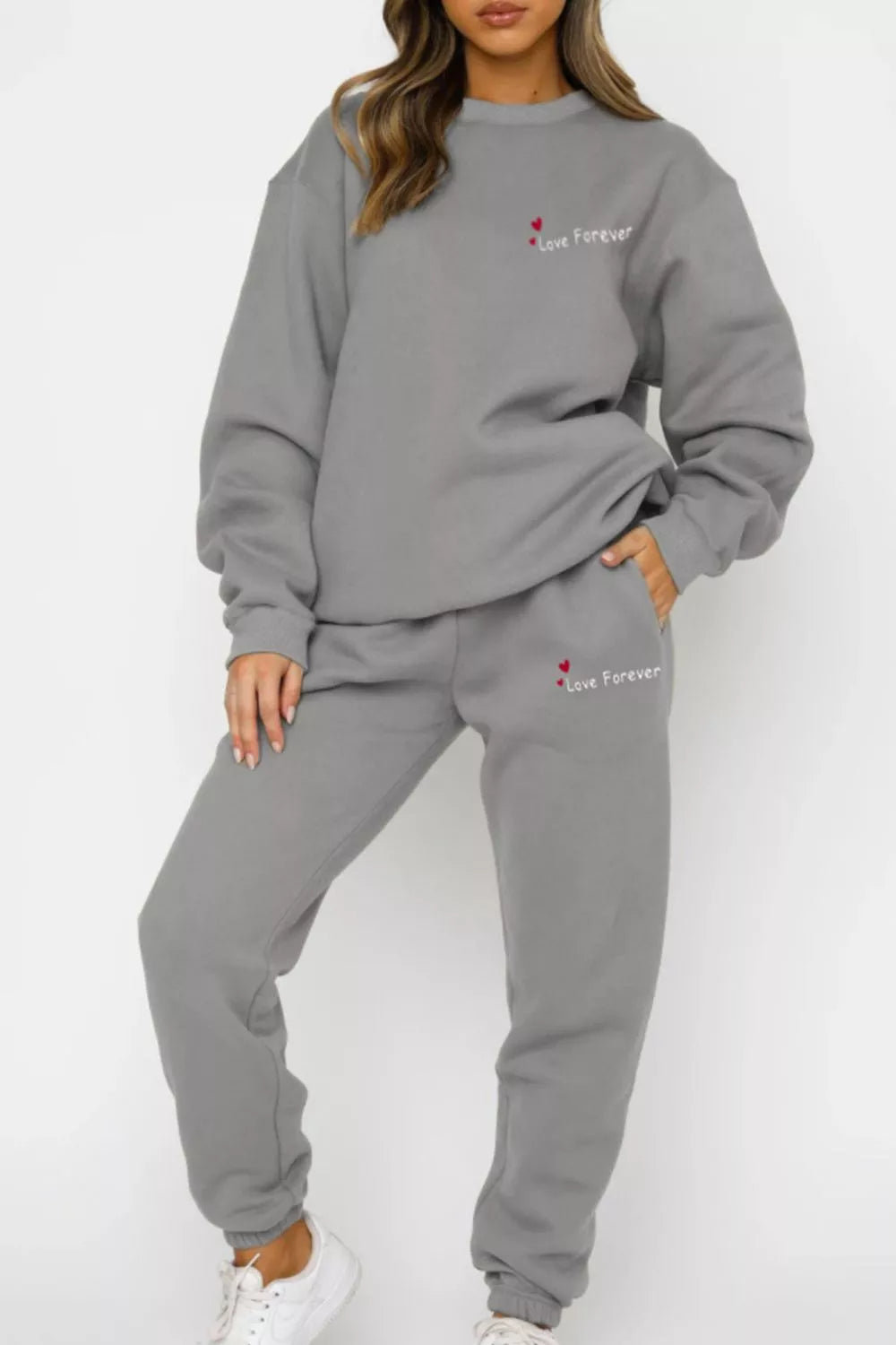 Women's Chocolate Brown Round Neck Sweatshirt and Joggers Set