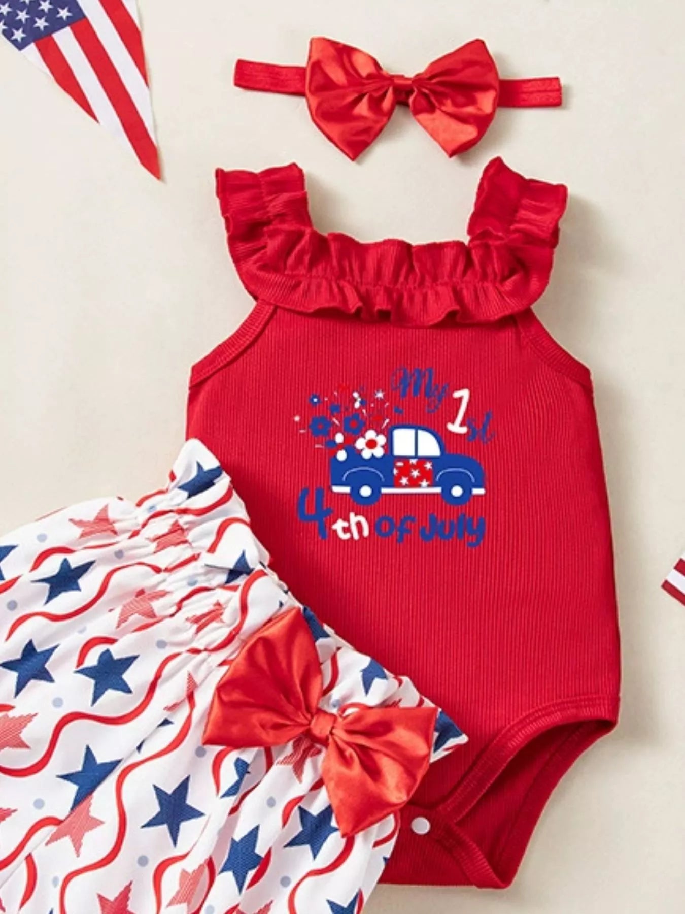 Baby Girls 3-Piece Patriotic First July Outfit Set
