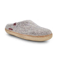 Women's Classic Grey Wool Slippers with Durable Rubber Sole