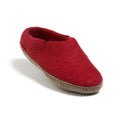 Women's Classic Red Wool Slippers with Leather Sole