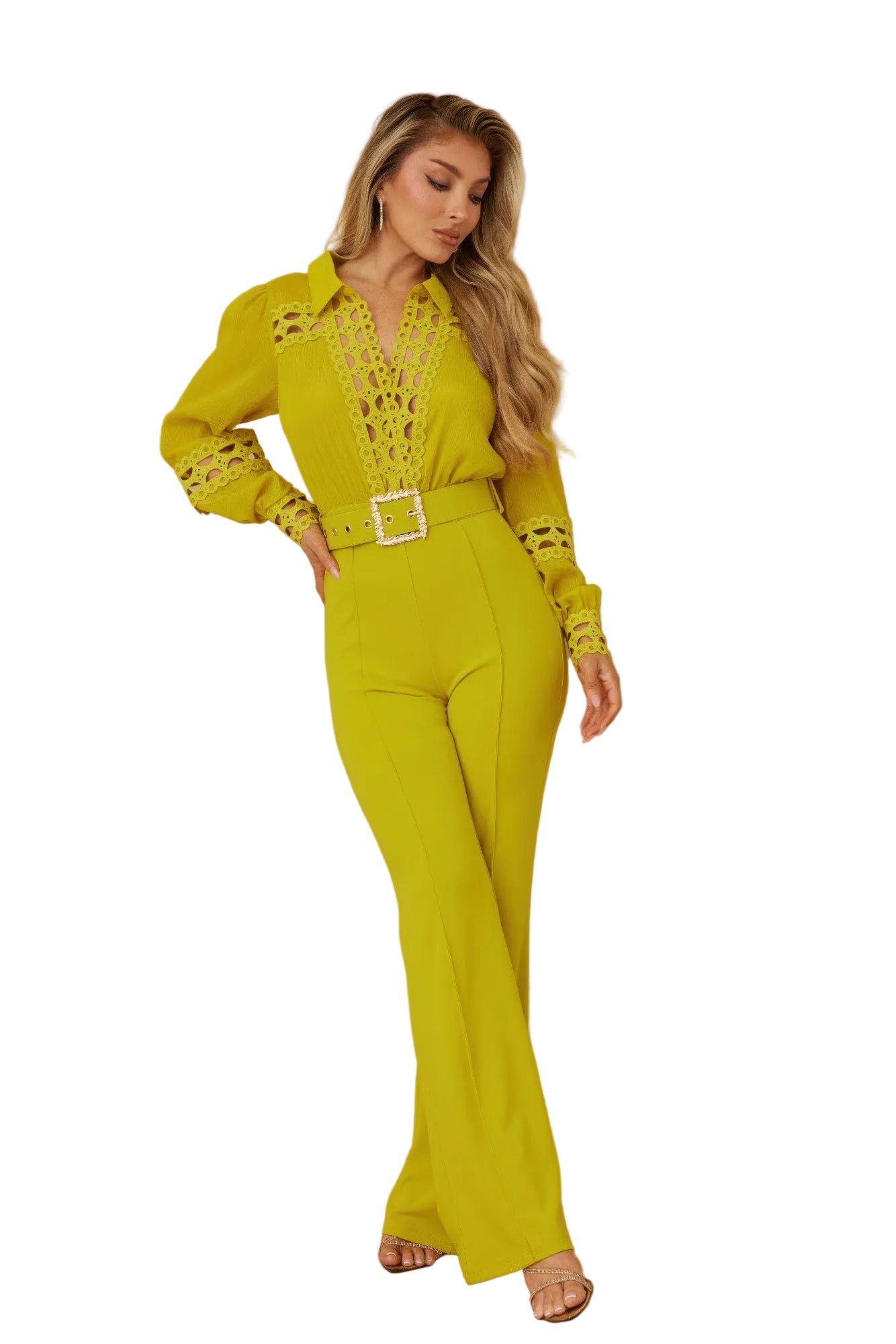 Crochet Detailed Woven Top Fashion Jumpsuit