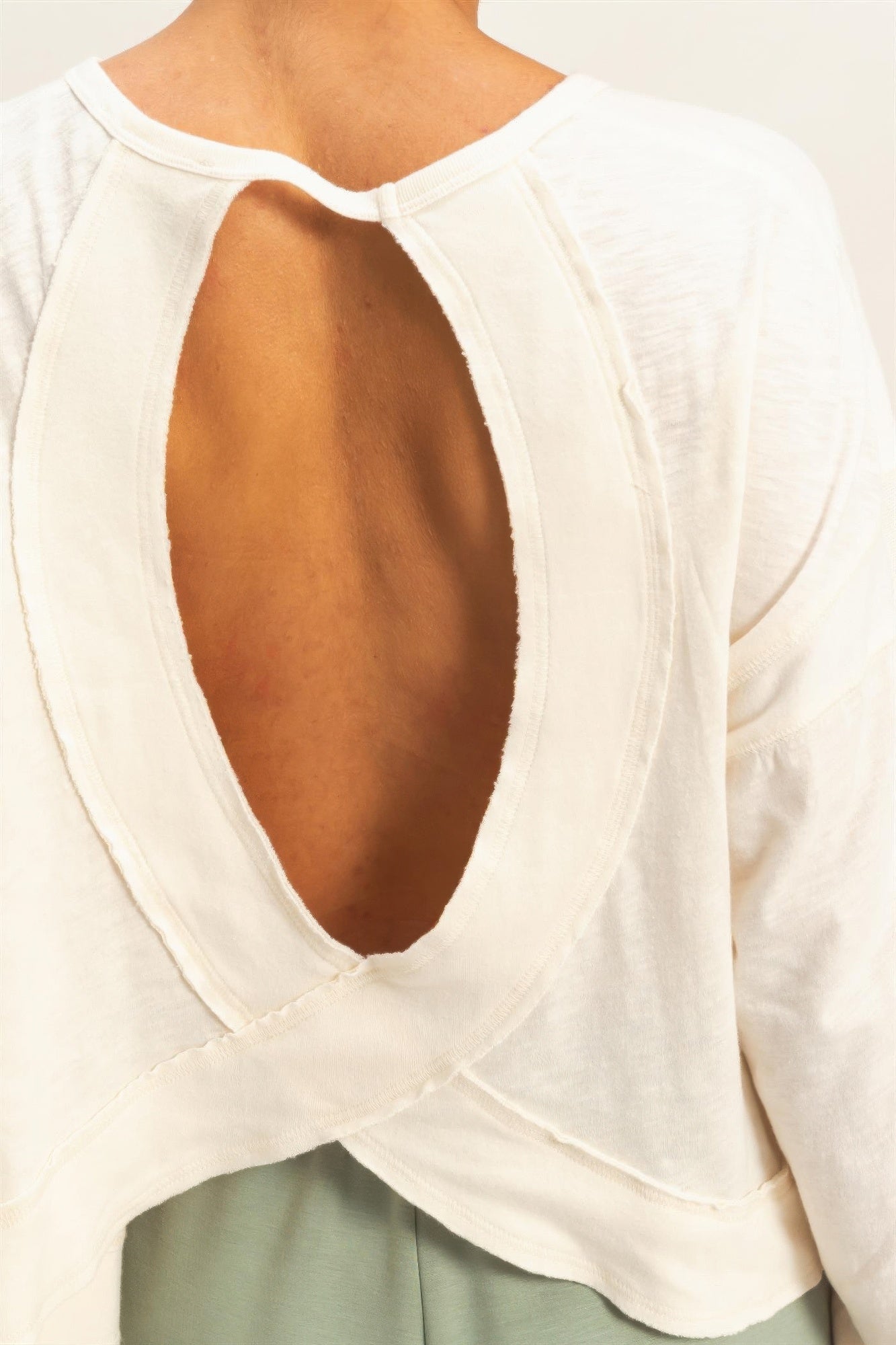 Cross Detail Open Back Long-sleeve Top