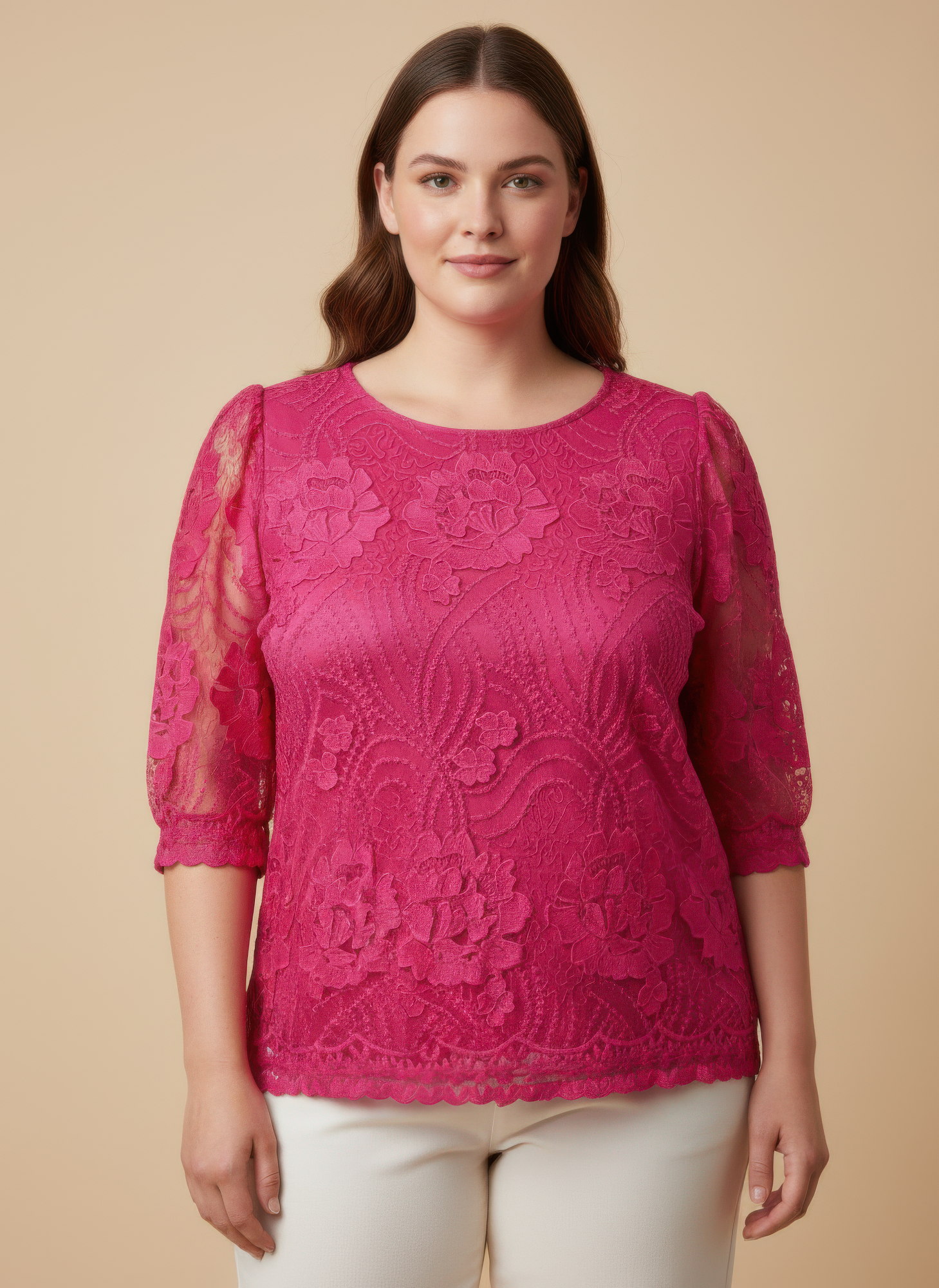 Elegant Floral Lace Sleeve Blouse