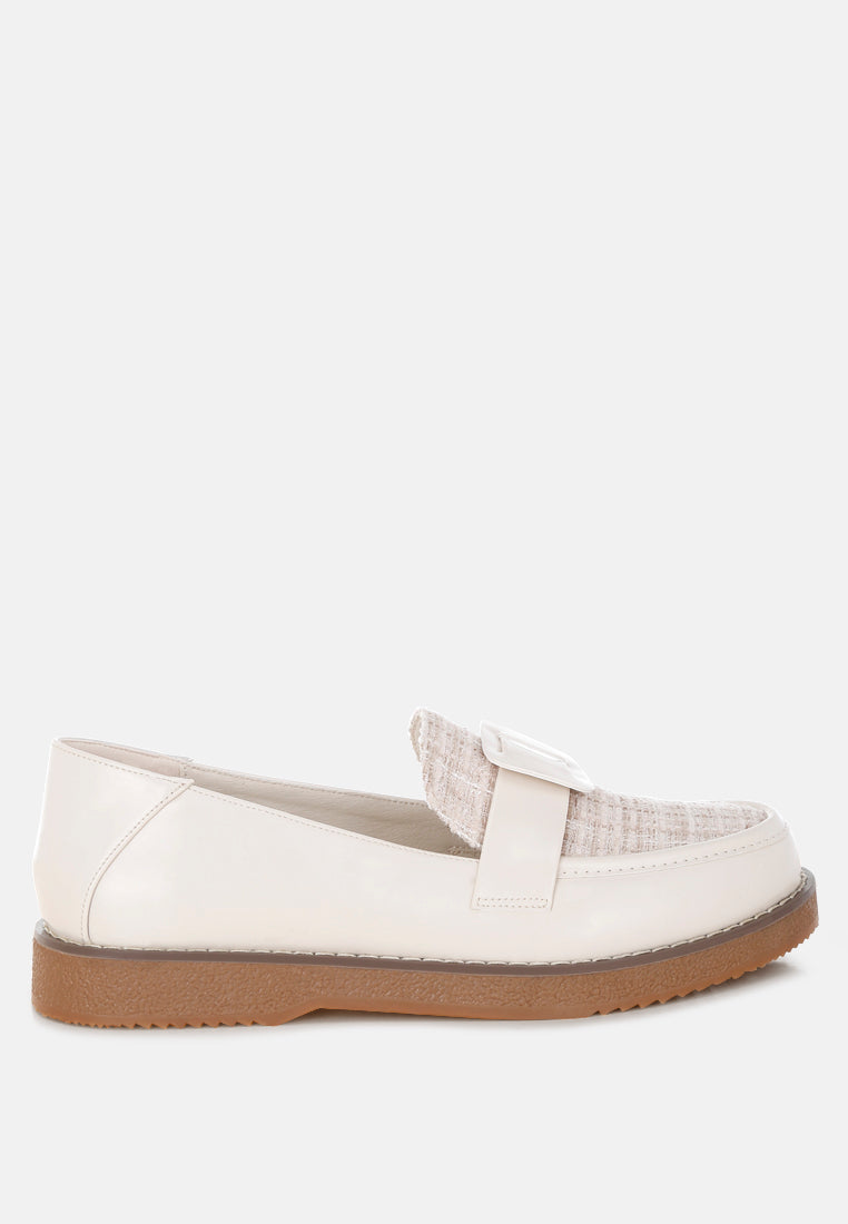 Elaris Tweed & Faux Leather Loafers