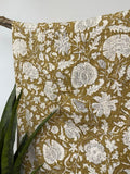Yellow Heritage Blooms Hand Block Print Cotton Kantha Quilt