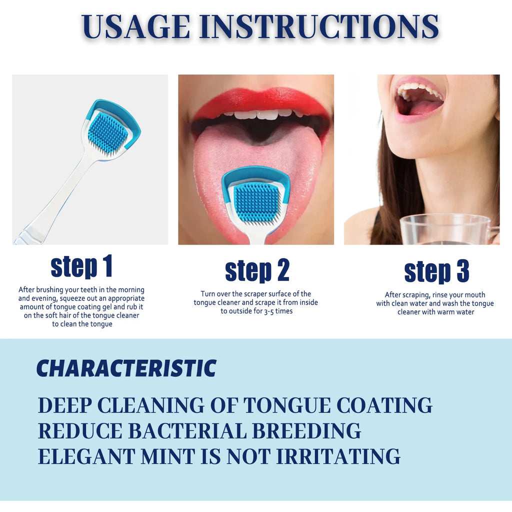 EELHOE Tongue Cleaning Gel with Brush Oral Care Removal Odor Health Fresh Breath Care Dental Hygiene Tools Coating Cleaning Kit