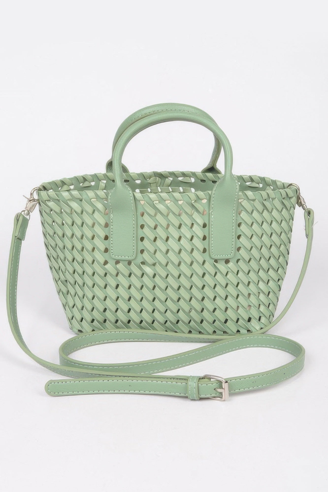 Faux Leather Braided Tote Bag