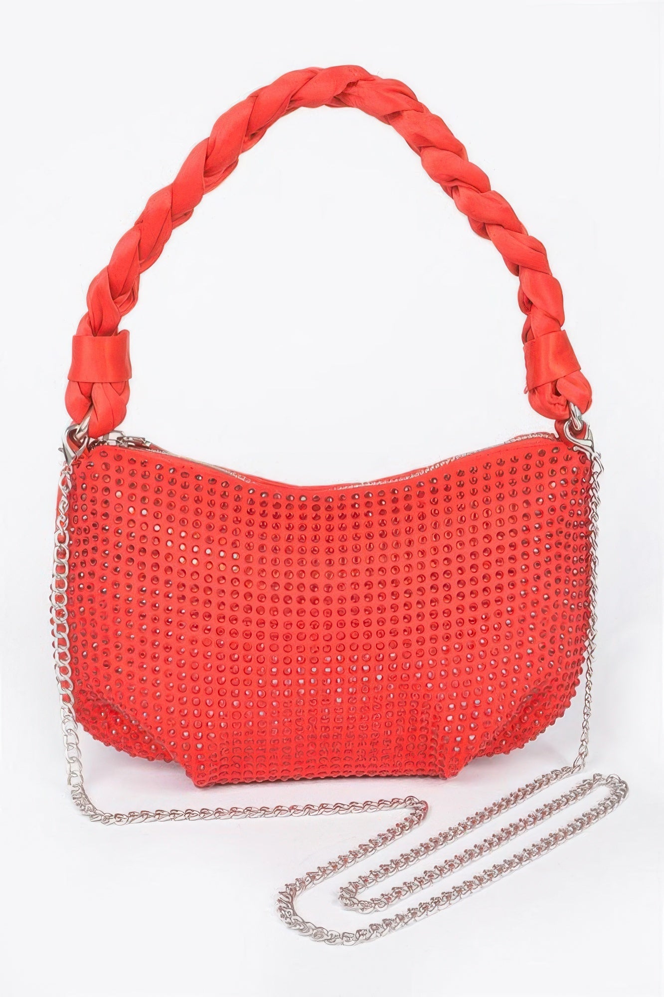 Hot Fix Stone Twisted Handle Small Hobo Bag