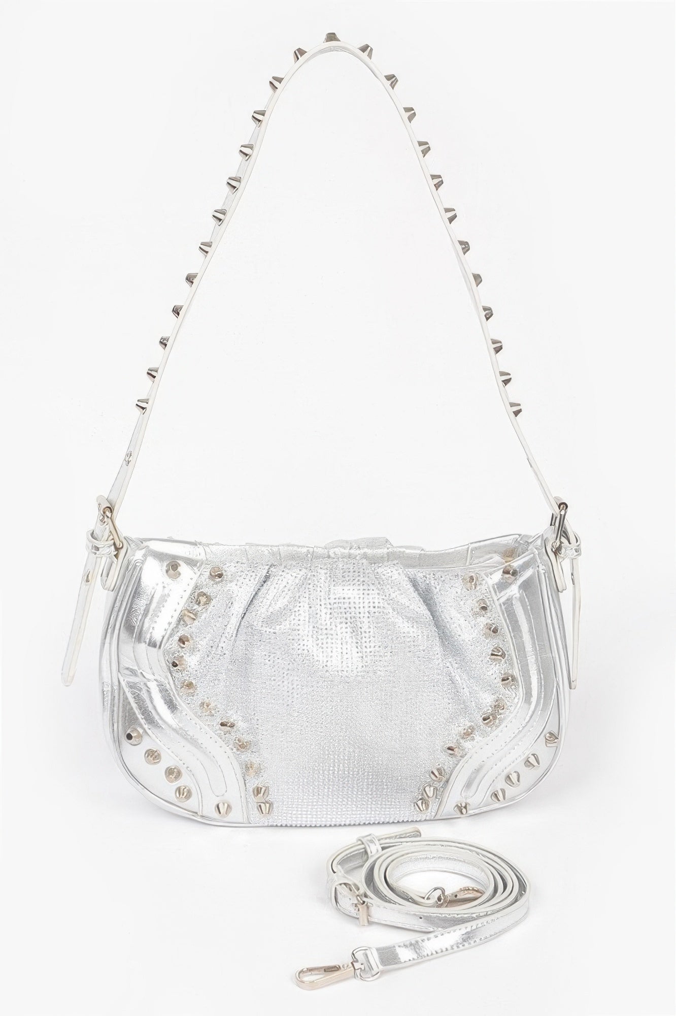 Hot Fix Stones Metal Stud Shoulder Bag