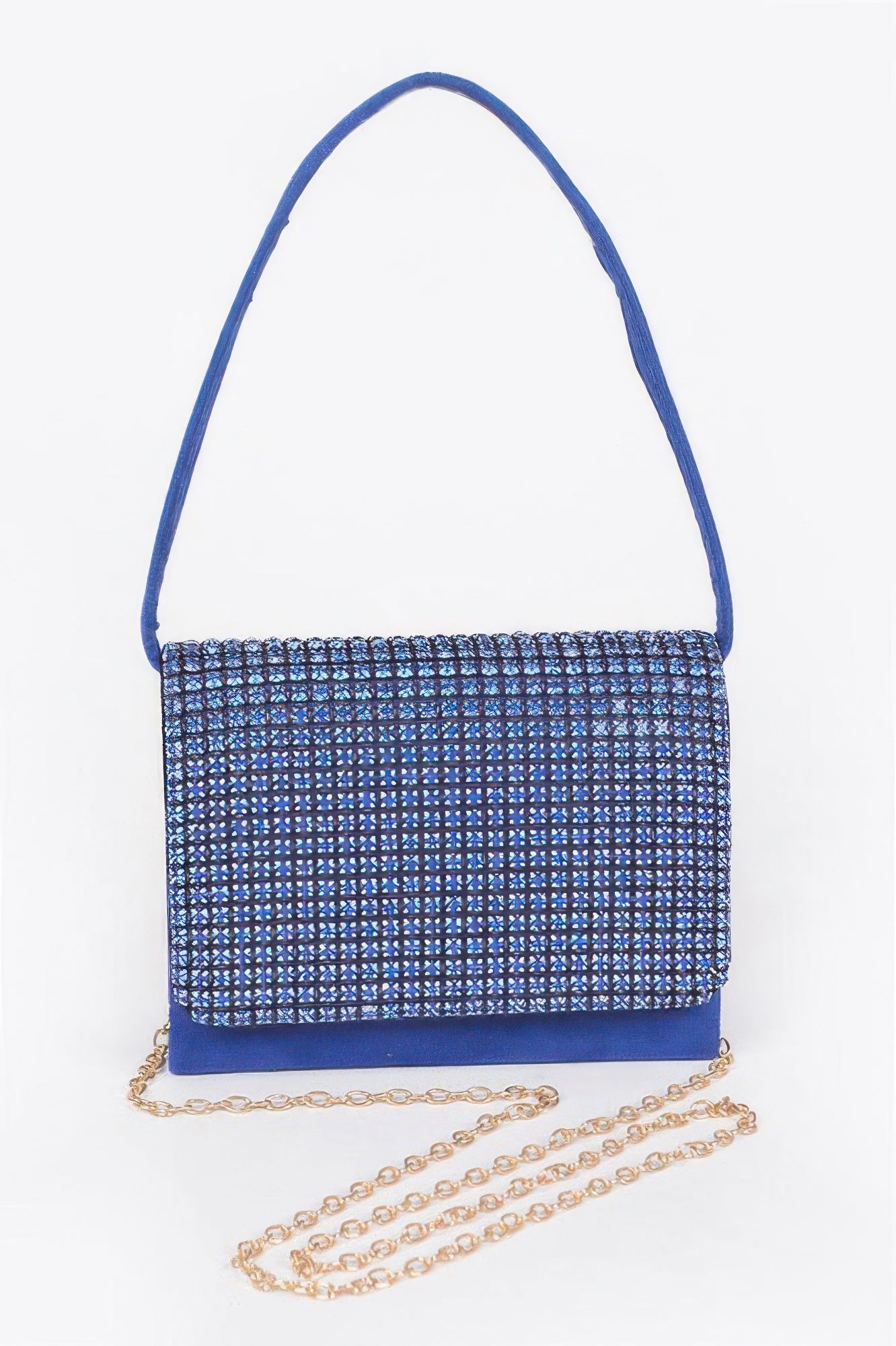 Faux Suede Oversized Rhinestone Crossbody Bag