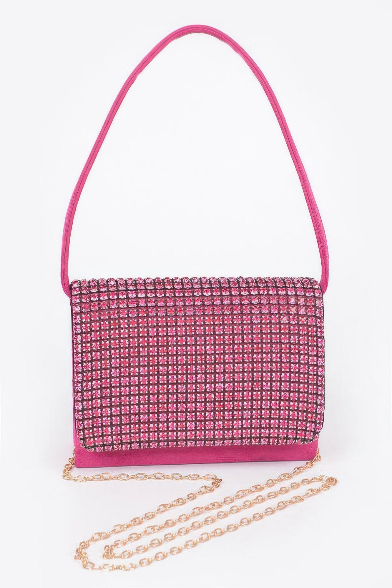 Faux Suede Oversized Rhinestone Crossbody Bag