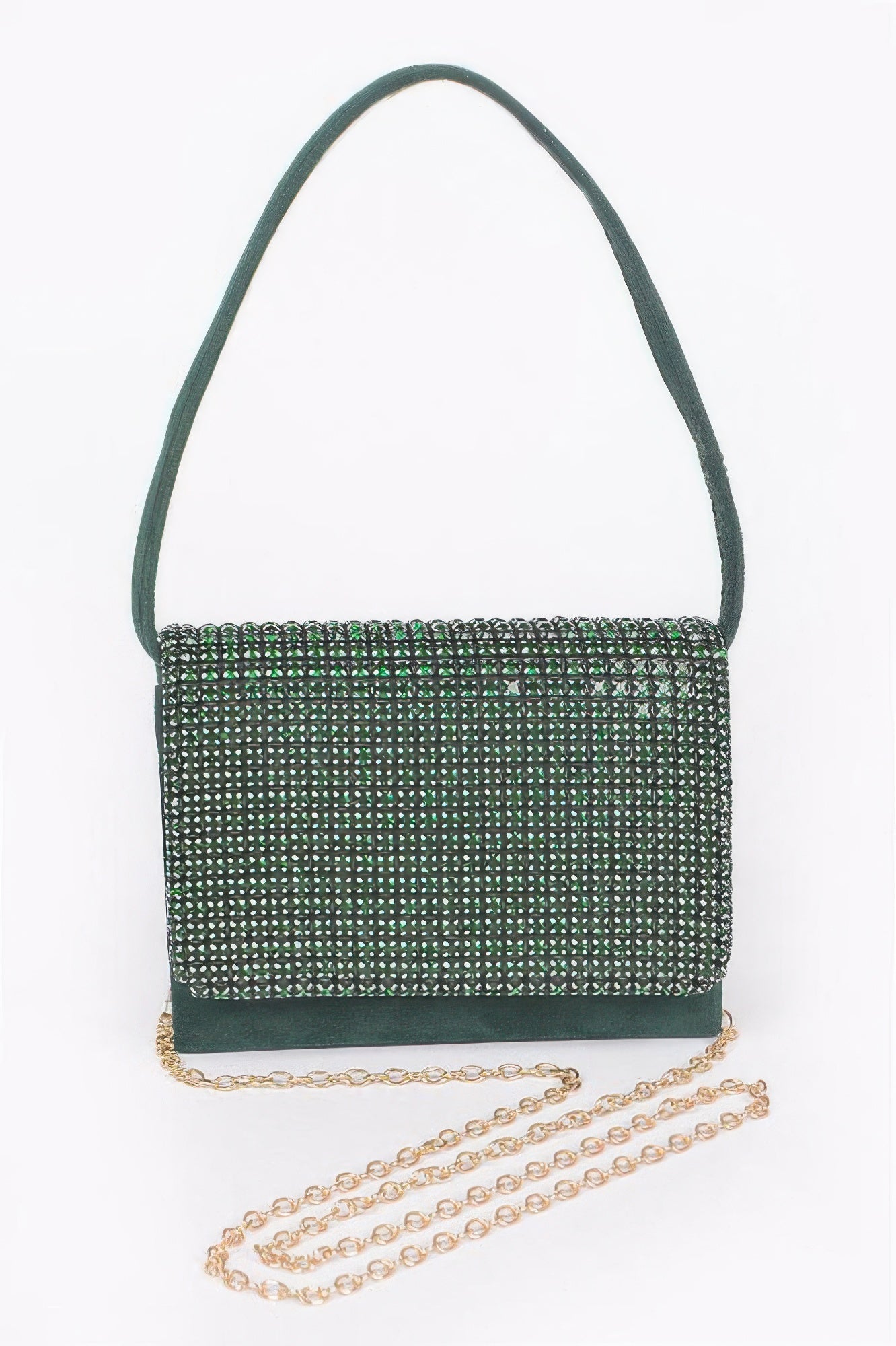 Faux Suede Oversized Rhinestone Crossbody Bag