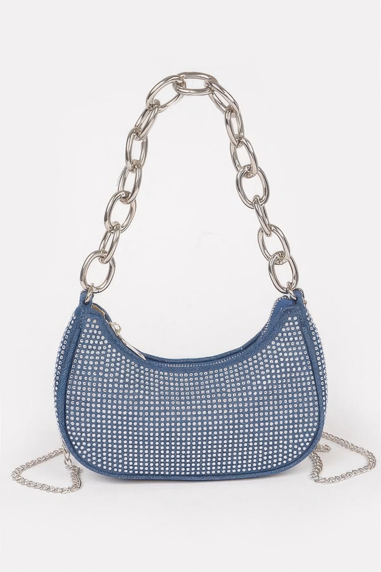 Hot Fix Stone Small Hobo Bag W/chain