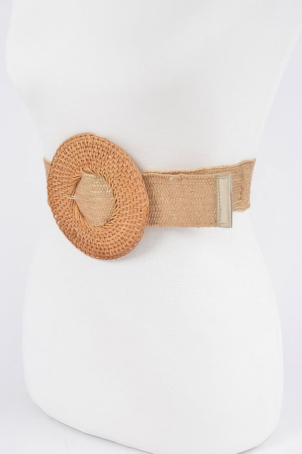 Round Handmade Bamboo Buckle Elastic Belt